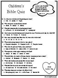 Childrens Bible Quiz, food for those growing minds